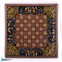 تخته نرد و شطرنج خاتم لب گرد مجلس بزم سیاه قلم