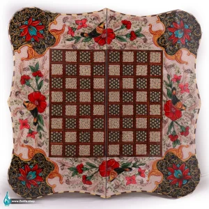 تخته نرد و شطرنج خاتم و صدف با نگارگری گل و مرغ
